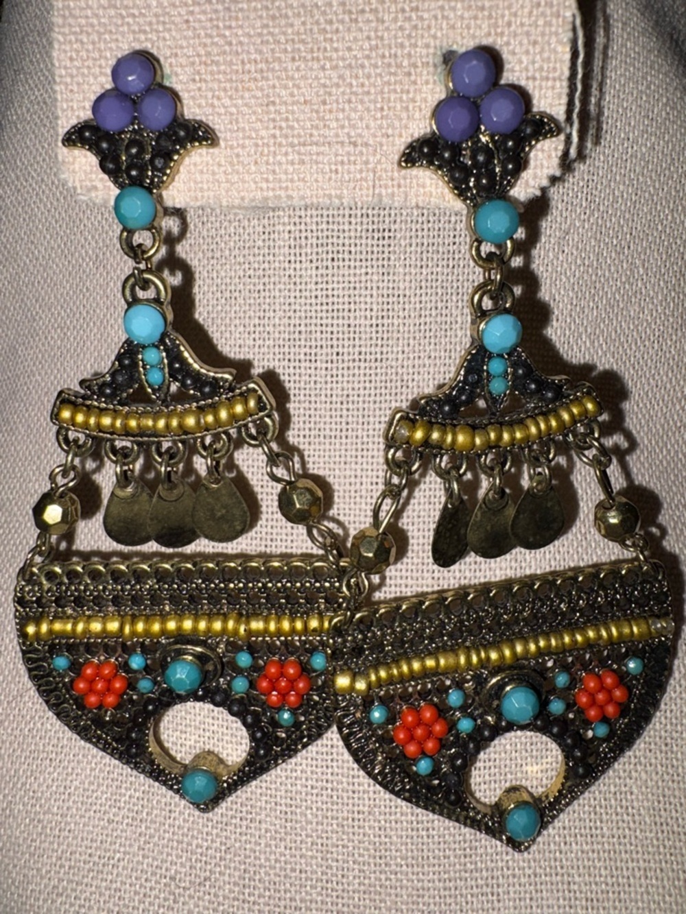 Bohemian Turquoise & Coral Filigree Dangle Earrings - Women Jewelry